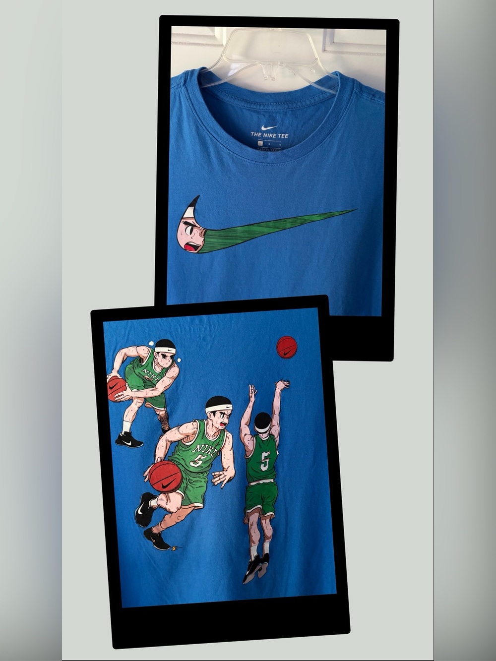 Nike "Art of the Game" Anime Manga Capsule Tee Blue Mens L Double Sided Graphic